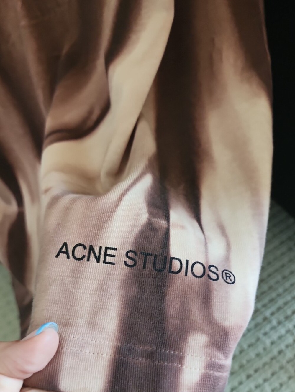 Acne Brown and Cream Tie-Dye Short Sleeve Tee - Picture 3 of 7